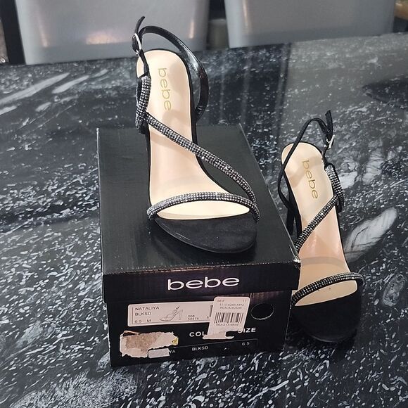 BRAND NEW BEBE STRAPPY HIGH HEEL STILETTOS RHINESTONES STRAP SANDAL - Picture 15 of 16